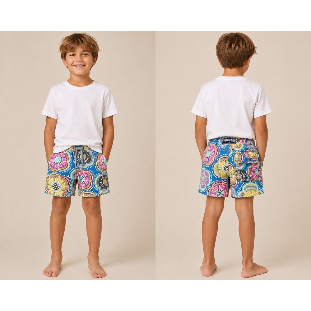 Vilebrequin Swim Shorts Kids Size 8 Multicolor Psychedelic Floral Quick Dry